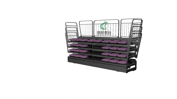 綠蛙后置式帶扶手高靠背翻板椅伸縮看臺