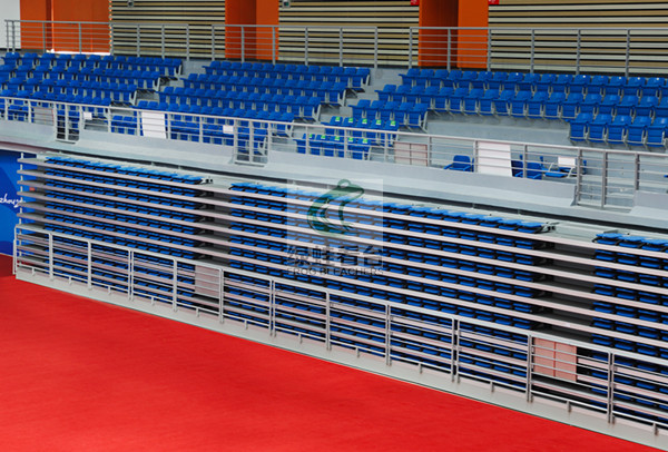 綠蛙后置式帶扶手高靠背翻板椅伸縮看臺