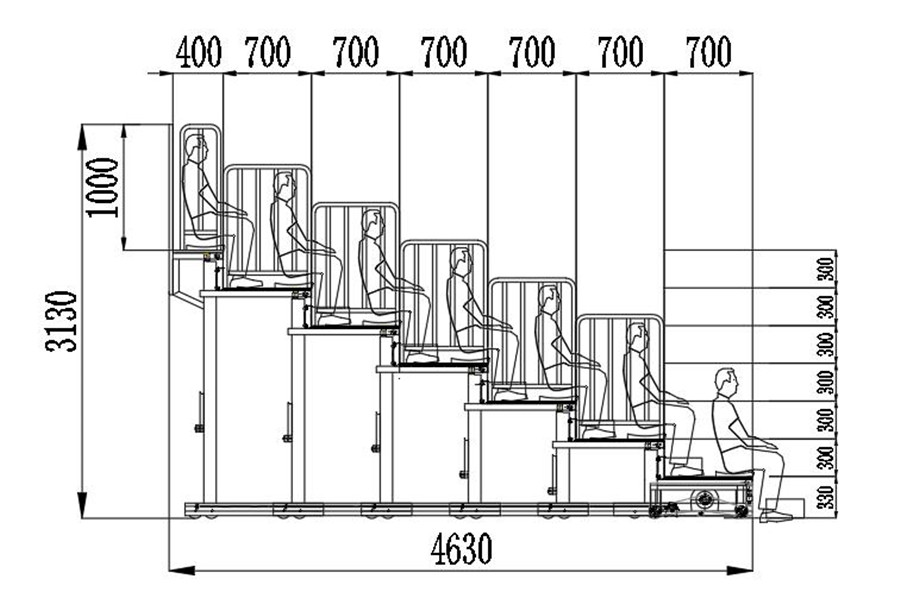 手動(dòng)伸縮看臺(tái)-注塑平靠背座椅