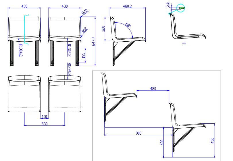 中靠背鋁合金座椅-側裝